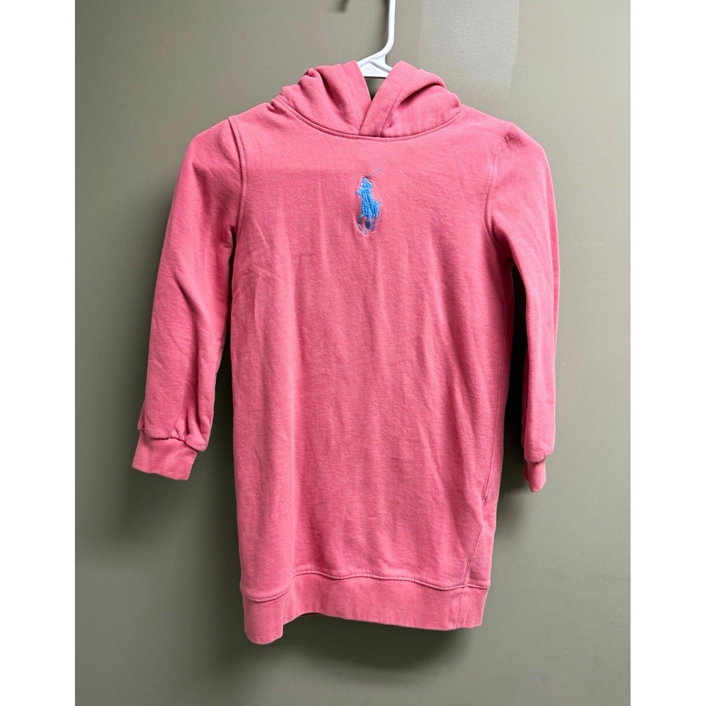 Polo Ralph Lauren Girls Pink Pullover Hoodie M 8-10 Cotton Fleece Logo